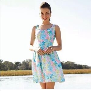 Lilly Pulitzer Posey Dress Resort White Spring Fling Satin Lined+Crinoline SZ 2